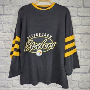 IRON Knights Mens Medium Pittsburg Steelers VTG 2000 Pullover Black Yellow Shirt